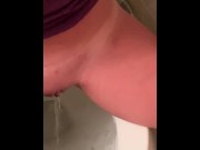 Preview 5 of girl pissing and playing with her clit on toilet