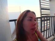 Preview 3 of Young babe anal fucked on the hotel balcony with facial