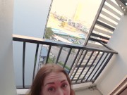 Preview 4 of Young babe anal fucked on the hotel balcony with facial