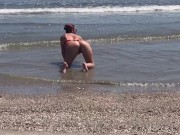 Preview 1 of Slut flashing ass and pussy at beach