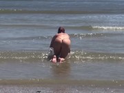 Preview 4 of Slut flashing ass and pussy at beach