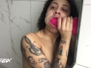 Preview 4 of tattooed kingsley gives a sloppy shower bj