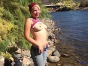 Preview 3 of Young Amateur Public Fingering and Anal Play Down By the River