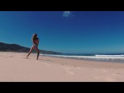 Preview 2 of TRAVEL SHOW - Sasha Bikeyeva teases the public on the beach in Galicia