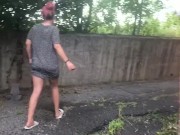 Preview 2 of Cute teen squats to pee in public