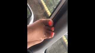 Amateur Plays With Feet In Car My Feet Smell So Good And Feel So Soft