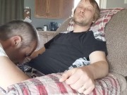 Preview 4 of Sucking off straight young blond while his girlfriend is in the other room