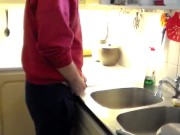 Preview 1 of John is Peeing in the Kitchen Sink