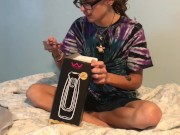 Preview 2 of skinny long haired teen unboxes and fucks sex toy