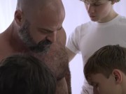 Preview 5 of MissionaryBoyz - Strong Priest Fucks Three Young Missionary Boys