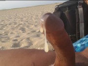 Preview 4 of Nude beach none stop cumming while people walk by and watch it dripping out