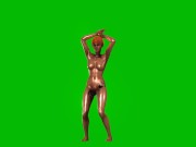 Preview 5 of Naked girl hot Pole dance green screen animation cartoon 02