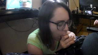 NERDY MOM LOVES SUCKING HIS COCK