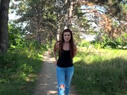 Preview 1 of Beautiful girl doing blowjob in the park / PUBLIC BLOWJOB