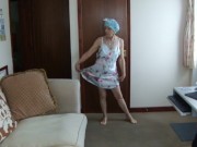 Preview 2 of Catwalk In Beautiful Night Dress, Bare Legs And Wet Hair After Shower...!