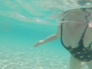 Preview 3 of Risky Busy Public Beach Underwater Handjob Cumshot | Curvy Ginger Redhead