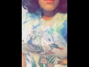Preview 1 of Cute Student in Rick & Morty Shirt Plays with Tits & Pussy