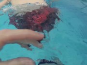 Preview 6 of POV of underwater and above rubbing clit of swimmer girl with climax