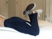 Preview 1 of PILLOW HUMPING IN HER TIGHT JEANS