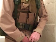 Preview 2 of US Marine in has a Quickie in Battle Uniform (Cumshot)