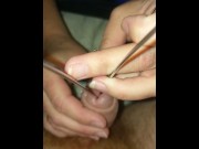 Preview 5 of Femdom Extreme CBT Cock Torture. Needles, Urethral Stretching with cum shot