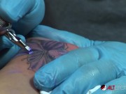 Preview 2 of Shyla Stylez gets tattooed while playing with her tits