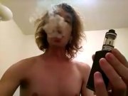 Preview 1 of Topless Transgirl Laying Down Some Vape Fog