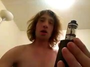 Preview 3 of Topless Transgirl Laying Down Some Vape Fog