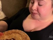 Preview 2 of SHOVING PIE DOWN INTO MY HUGE HUNGRY STOMACH