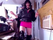 Preview 2 of Began Trying On a Coat. Tranny Nearly Loses Her Load Due To Overactive Clit