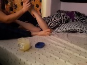 Preview 2 of Sensual Foot Massage Turns Sexual With Cumshot Naughty Amateur Milf Wife