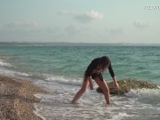 Preview 2 of Kim Nadara sexy gymnastics by the sea