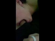 Preview 1 of Step Sister Blowjob While Watching TV In The Room With Parents