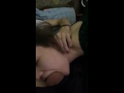 Preview 6 of Step Sister Blowjob While Watching TV In The Room With Parents