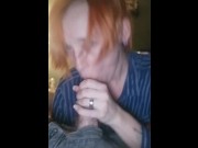 Preview 1 of Redhead teen sucks the soul out of big white dick and swallows every drop