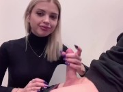 Preview 6 of Teen blonde gives a deepthroat  blowjob in the fitting room, swallow cum