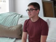 Preview 1 of FIRST PORN AUDITION! Nervous Teen Twink Gets Drenched In Cum In His Casting