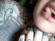 Preview 2 of The most giggliest inked up big boobs split tongue play