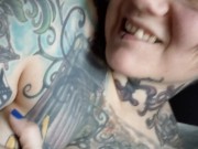 Preview 4 of The most giggliest inked up big boobs split tongue play