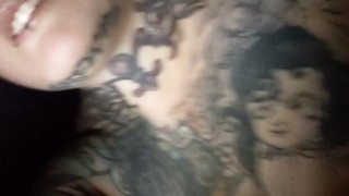 Hot, inked MILFS give a massage and fuck
