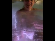 Preview 1 of Mom gives step son a secret handjob in hot tub naked before dad home
