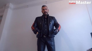 Cigar smoking humiliation in my full leathers preview