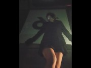 Preview 1 of Tape Gagged in Public 1 - Bus Stop Upskirt (wind lifts skirt @2:10)