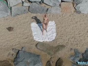 Preview 1 of Public Agent Blonde Liz Rainbow fucked on the beach in a bikini