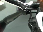 Preview 3 of Encased In Black Latex Catsuit With Rubber Mask And Breathplay Masturbation