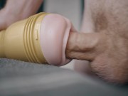 Preview 2 of Big white dick penetrating fleshlight and thick cum