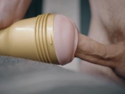 Preview 5 of Big white dick penetrating fleshlight and thick cum