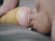 Preview 6 of Big white dick penetrating fleshlight and thick cum