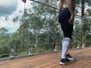 Preview 3 of SecretCrush4k - Fit Amateur Teen In Yoga Pants Working Out Big Sweaty Ass