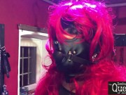 Preview 6 of Queen Dominatrix Frida tortures Gagged Tranny in Chastity Cage and Bondage